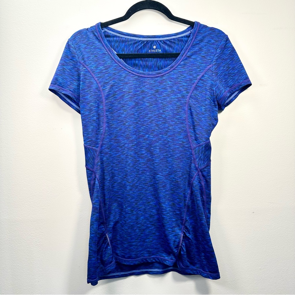 Athleta Purple and Blue Pop Space-Dye Athletic Tee, Small